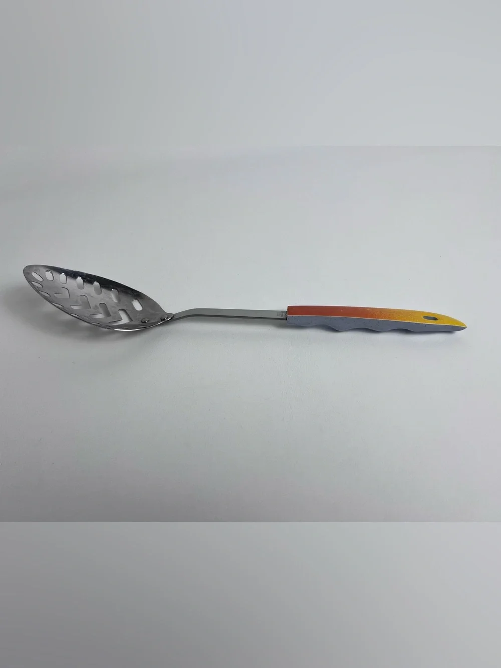 VTG Heart Slotted Utensil Serving Spoon Handle Orange Blue Stainless Japan 60’s